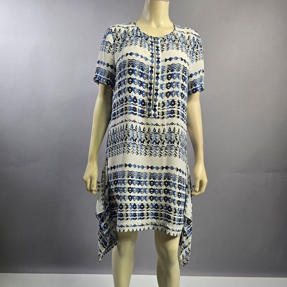 Bcbg Medium Blue and White Patterned Dress R7 - Picture 1 of 5
